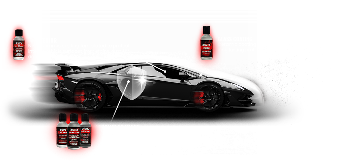 Luxury vehicle with HITEK ceramic coating applied showing deep gloss finish and hydrophobic protection