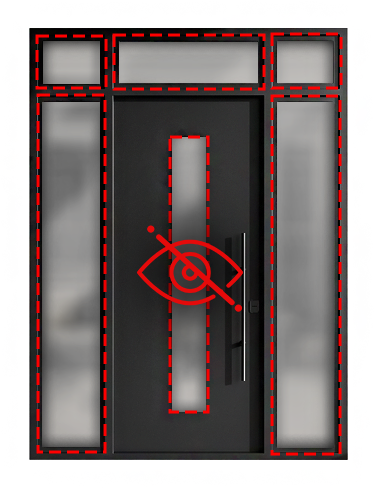 Door with HITEK privacy film applied showing controlled visibility