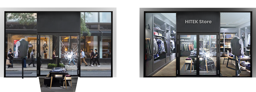 Security Clear security film comparison showing protected versus unprotected glass