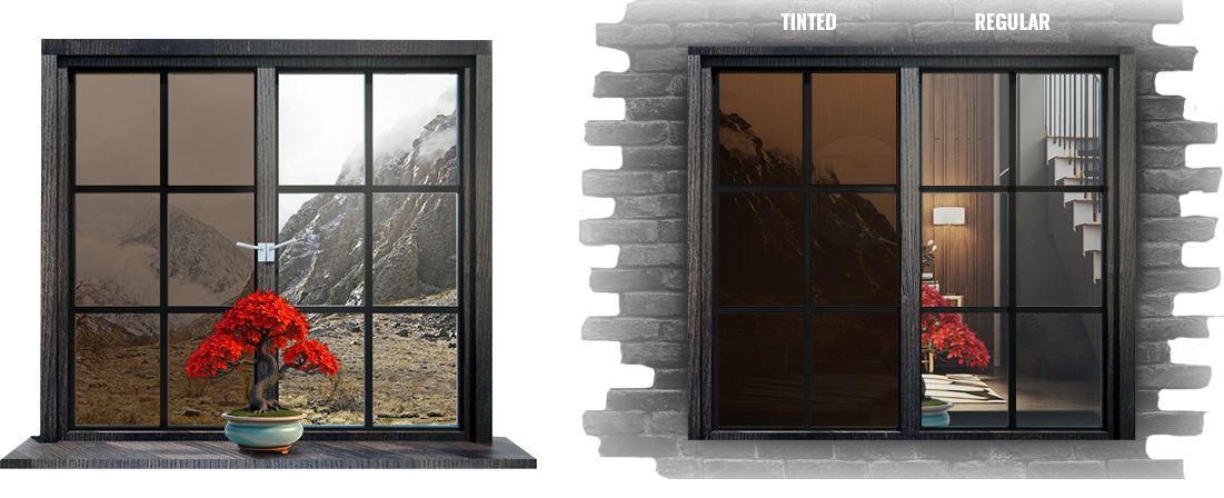 Bronze Series solar control film comparison showing before versus after application
