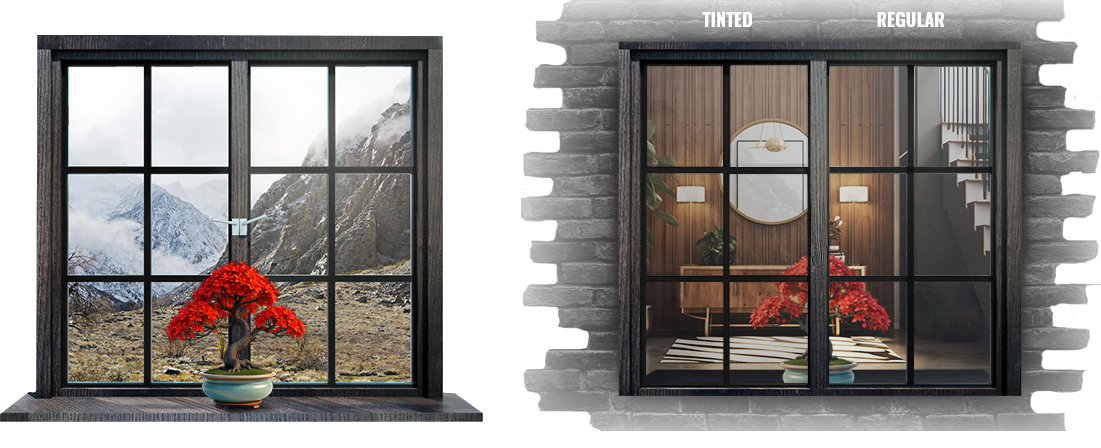 Ceramic Clear solar control film comparison showing before versus after application