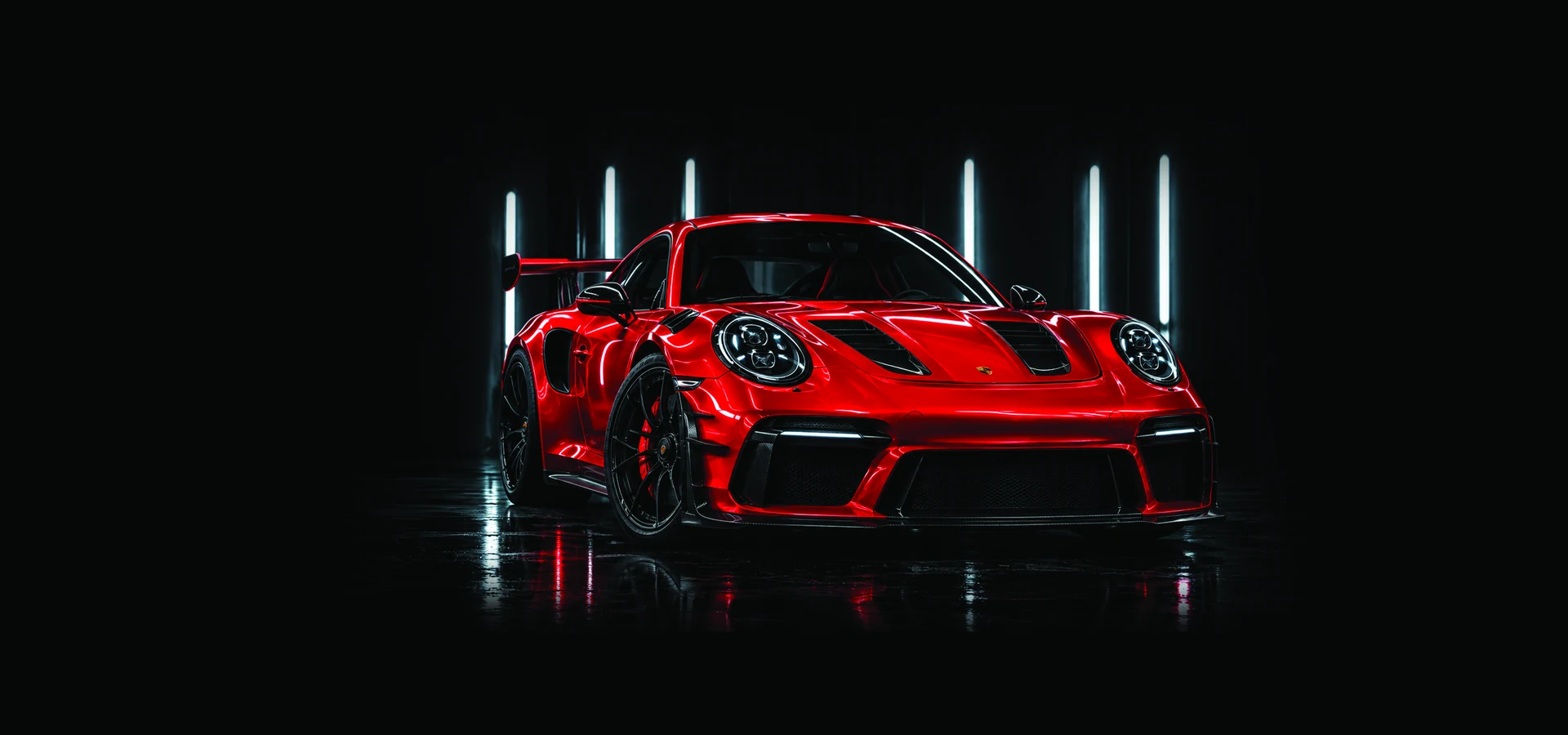Complete red vehicle illustrating the HITEK PPF Ultra gloss finish
