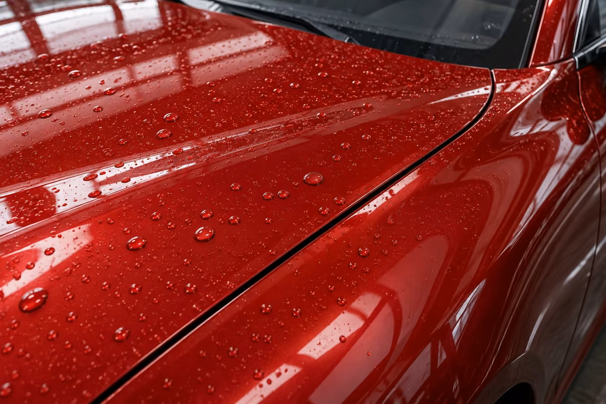 Gloss with water repellency illustrated on prepared automotive paint