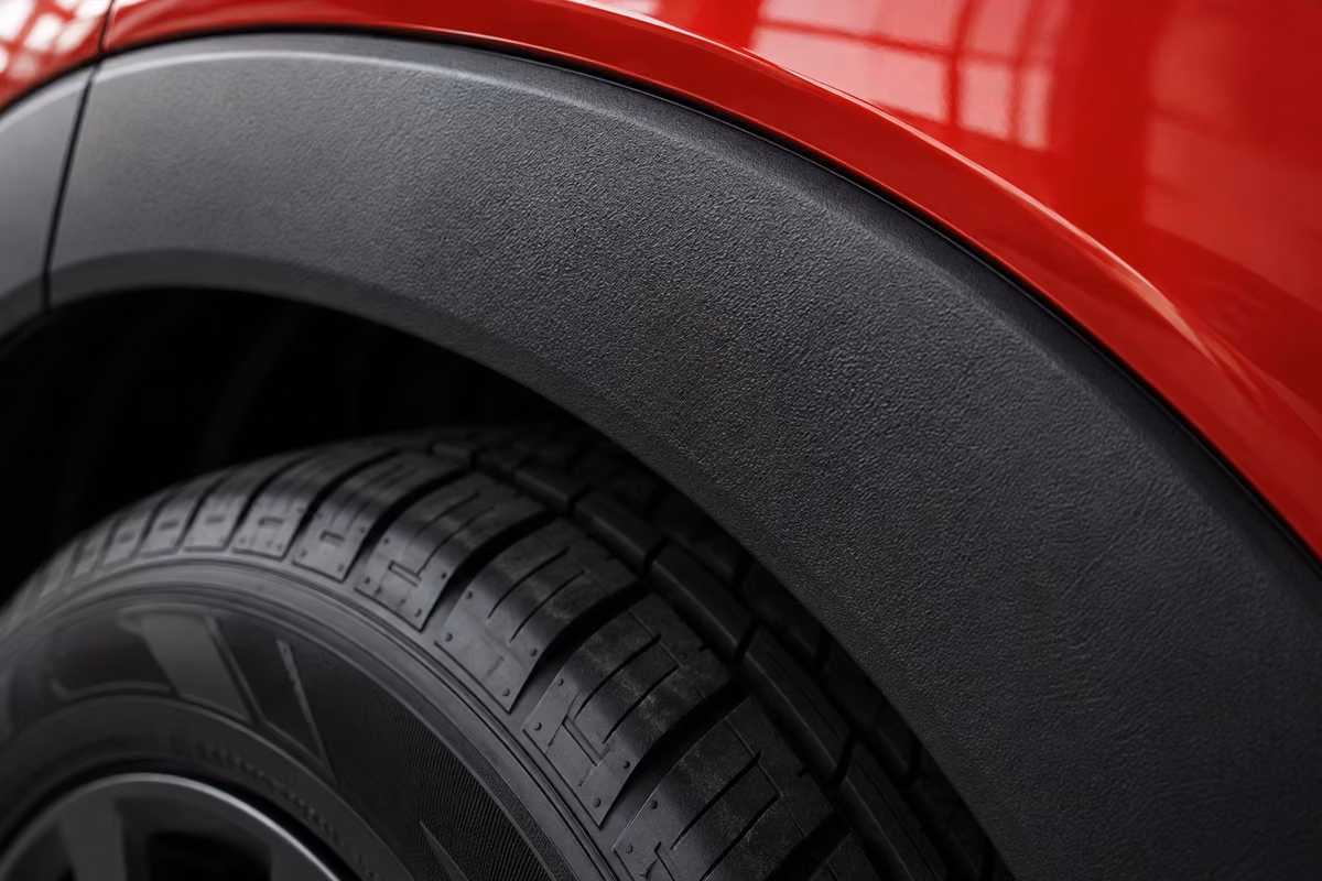 Natural trim depth illustrated on exterior plastic, rubber and textured trim