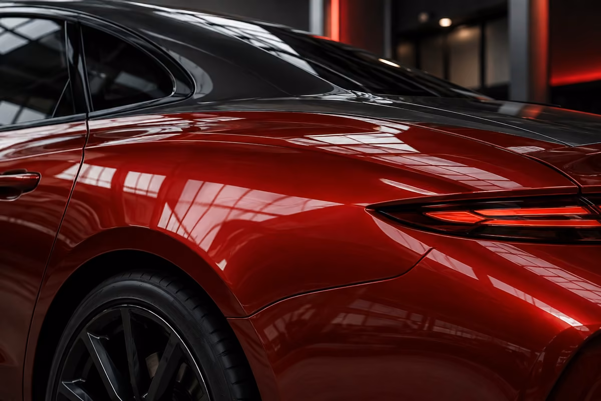 Deep automotive gloss illustrated on prepared automotive paint