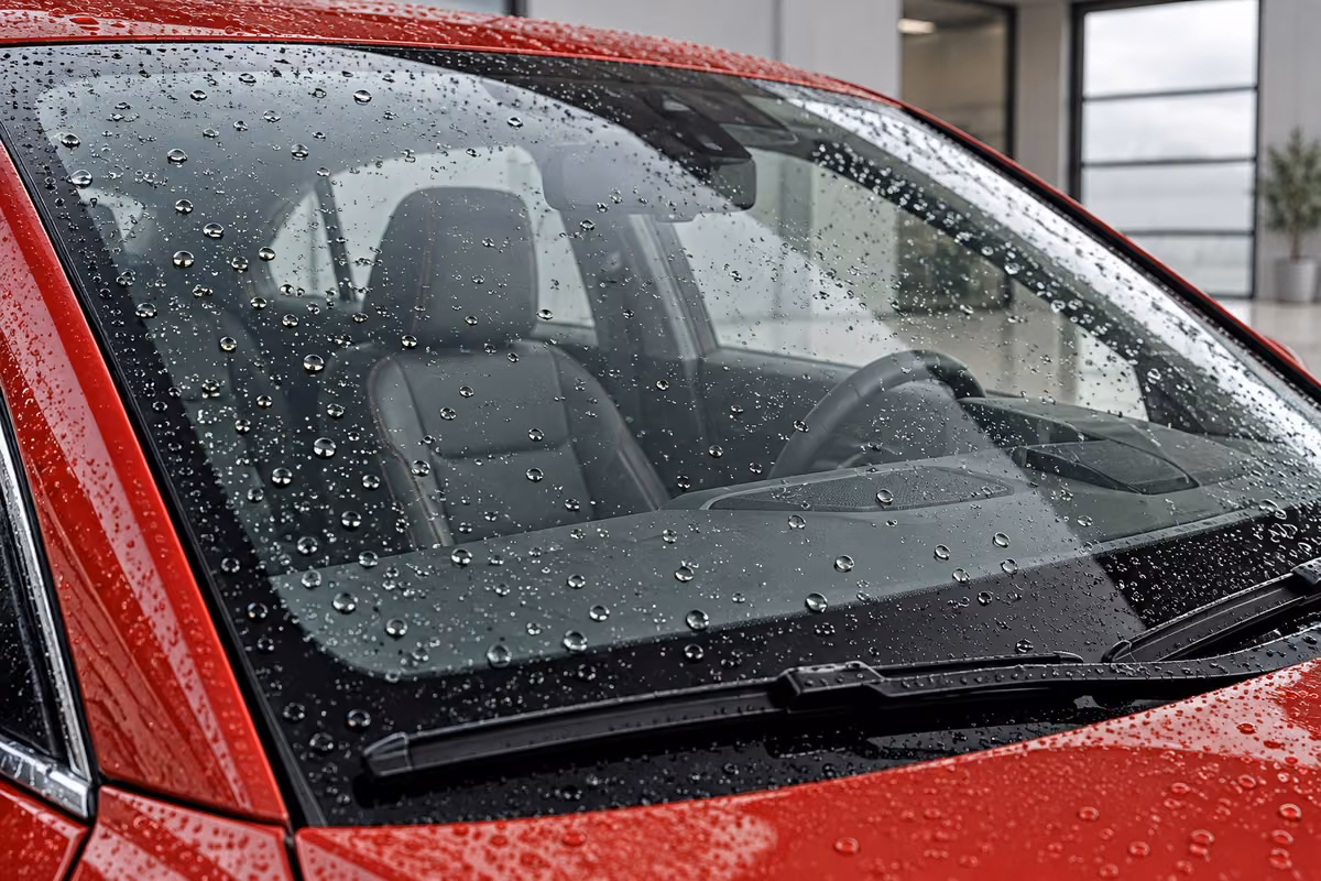 Clear treated glass illustrated on prepared automotive glass