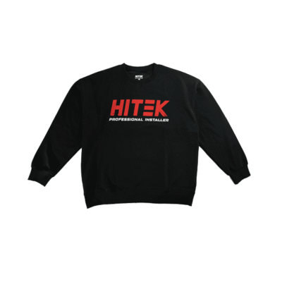 HITEK classic black professional installer crewneck for premium window tint apparel gear.